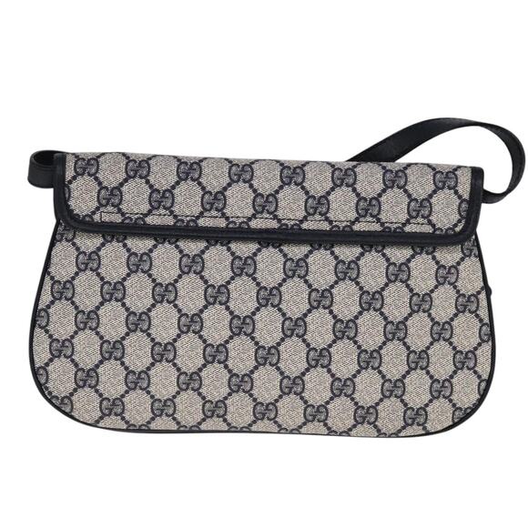 GUCCI GG Supreme Sherry Line Shoulder Bag Pvc Red Navy - Picture 3 of 16